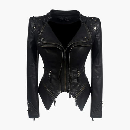 Jovie | Women's Faux Leather Jacket with Stylish Stud Detailing