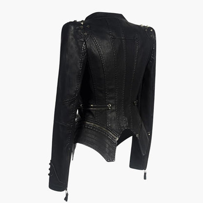 Jovie | Women's Faux Leather Jacket with Stylish Stud Detailing
