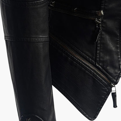 Jovie | Women's Faux Leather Jacket with Stylish Stud Detailing