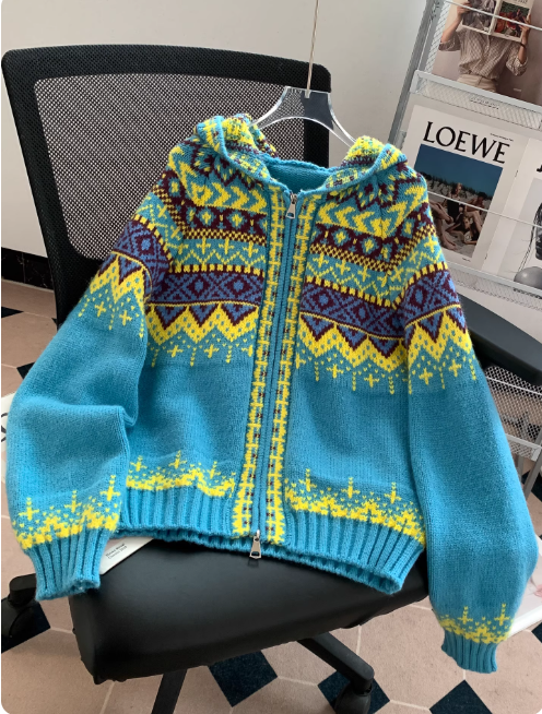 Sadie | Women's Cosy Fair Isle Hooded Jumper for Winter