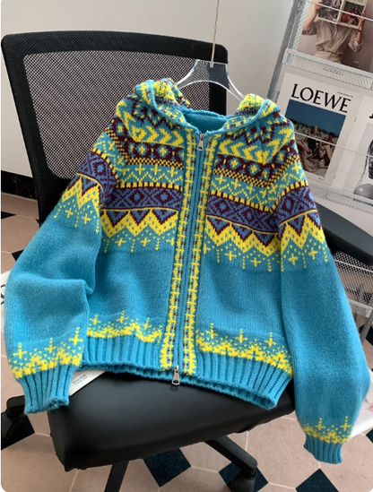 Sadie | Women's Cosy Fair Isle Hooded Jumper for Winter