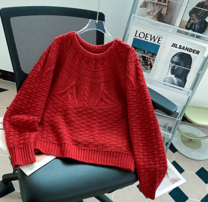 Jane | Women's Cosy Crew Neck Cable Knit Jumper for Winter