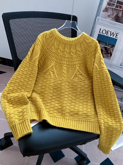 Jane | Women's Cosy Crew Neck Cable Knit Jumper for Winter