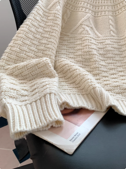 Jane | Women's Cosy Crew Neck Cable Knit Jumper for Winter