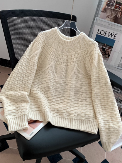 Jane | Women's Cosy Crew Neck Cable Knit Jumper for Winter