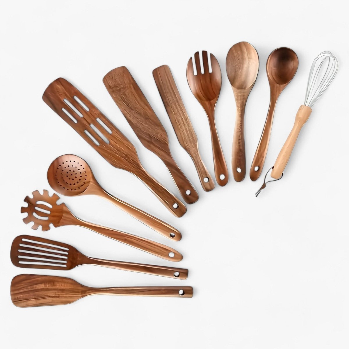 EcoWood | 11-Piece Kitchen Utensil Set with Heat Resistance | Safe Cooking Tools for Non-Stick Cookware - photo 2