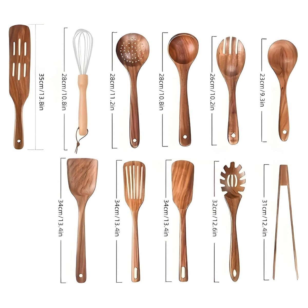 EcoWood | 11-Piece Kitchen Utensil Set with Heat Resistance | Safe Cooking Tools for Non-Stick Cookware - photo 4