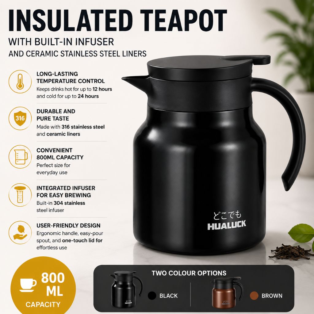 Elegant Insulated Teapot with Built-in Infuser | 800ml Capacity for Optimal Temperature Control