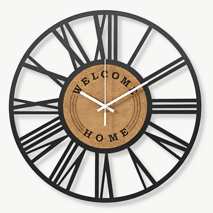 Elegant Metal & Cork Large Wall Clock with Silent Movement | 40 cm Antique Design for Timeless Decor