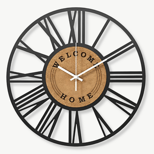 Elegant Metal & Cork Large Wall Clock with Silent Movement | 40 cm Antique Design for Timeless Decor