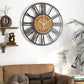 Elegant Metal & Cork Large Wall Clock with Silent Movement | 40 cm Antique Design for Timeless Decor