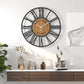 Elegant Metal & Cork Large Wall Clock with Silent Movement | 40 cm Antique Design for Timeless Decor