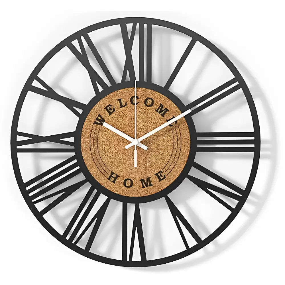 Elegant Metal & Cork Large Wall Clock with Silent Movement | 40 cm Antique Design for Timeless Decor