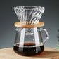 Elegant Pour Over Coffee Set with Wood Holder & Glass Dripper for Perfect Brewing