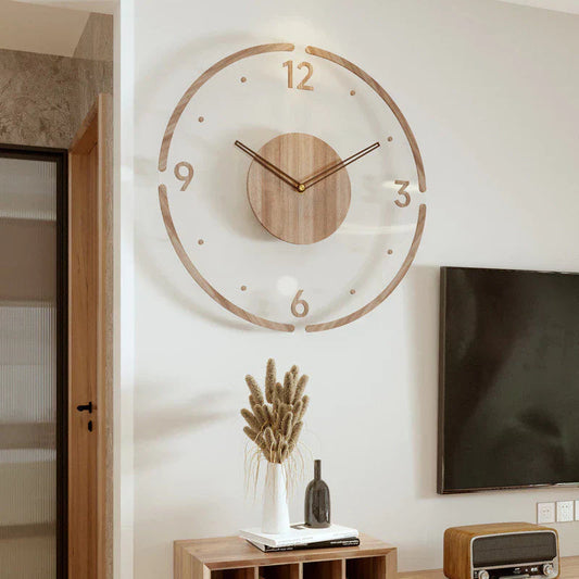 Elegant Scandinavian Wooden Wall Clock with Silent Quartz Movement for Timeless Decor