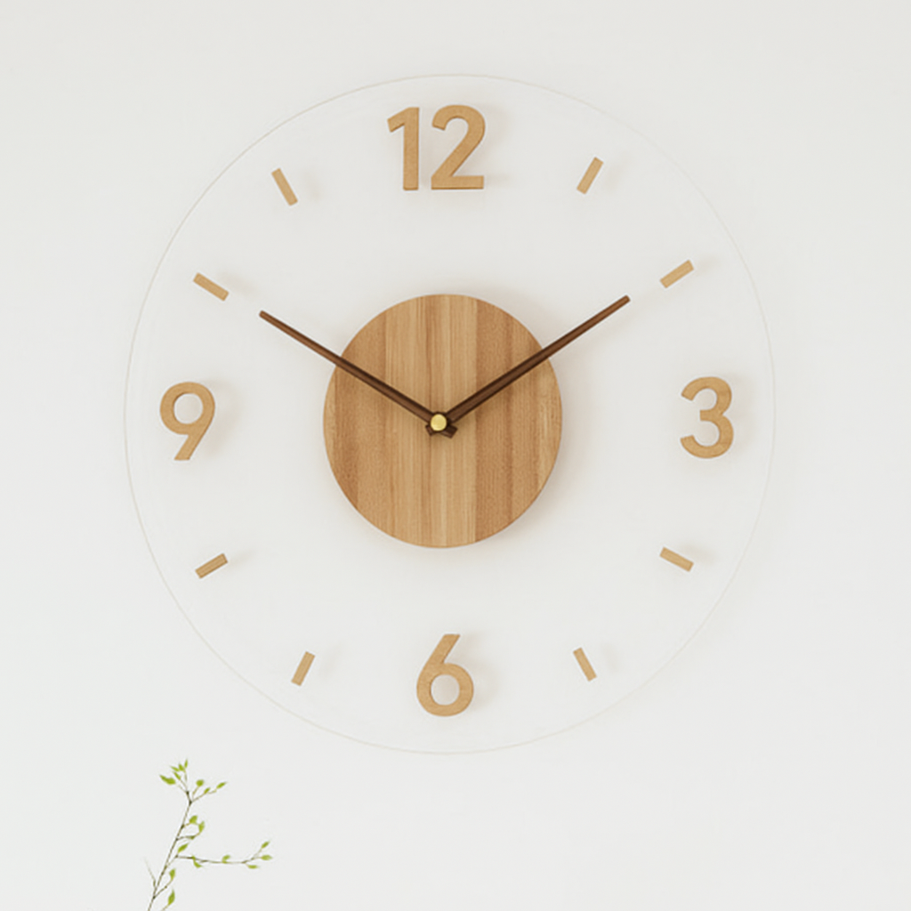 Elegant Scandinavian Wooden Wall Clock with Silent Quartz Movement for Timeless Decor