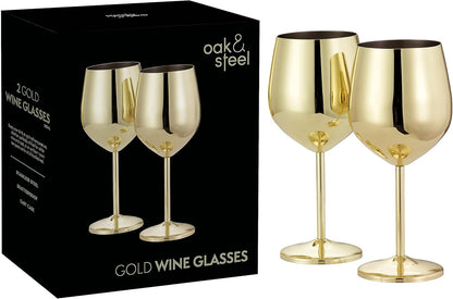 Elegant Stainless Steel Wine Glasses | Gold Finish with Shatterproof Design for Luxurious Sipping