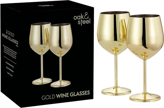 Elegant Stainless Steel Wine Glasses | Gold Finish with Shatterproof Design for Luxurious Sipping
