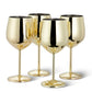 Elegant Stainless Steel Wine Glasses | Gold Finish with Shatterproof Design for Luxurious Sipping