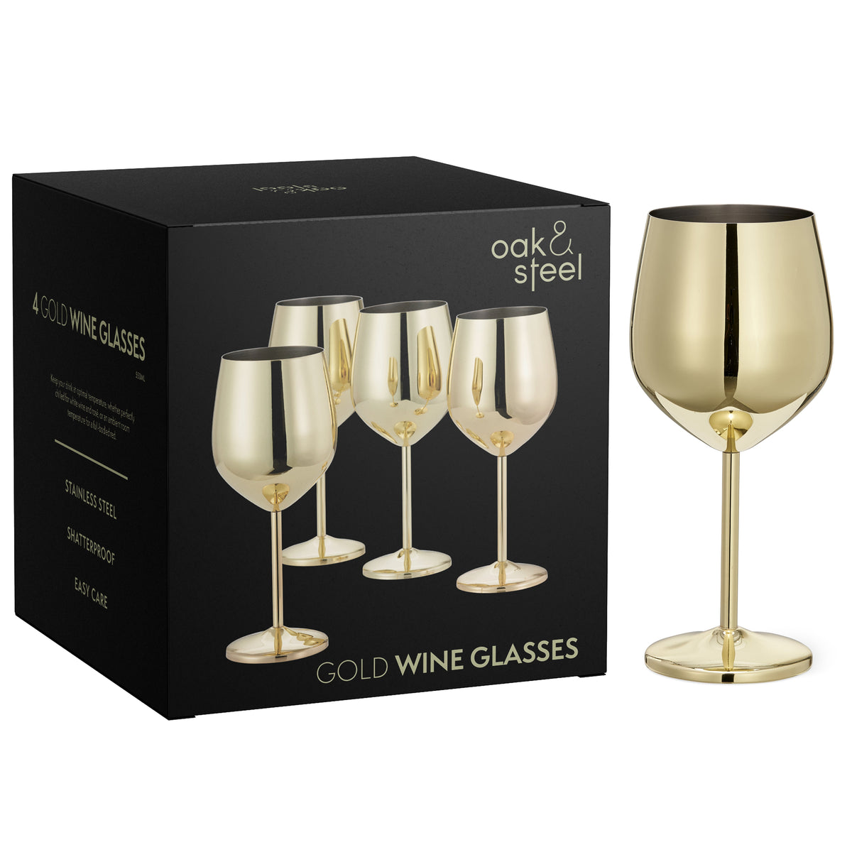 Elegant Stainless Steel Wine Glasses | Gold Finish with Shatterproof Design for Luxurious Sipping