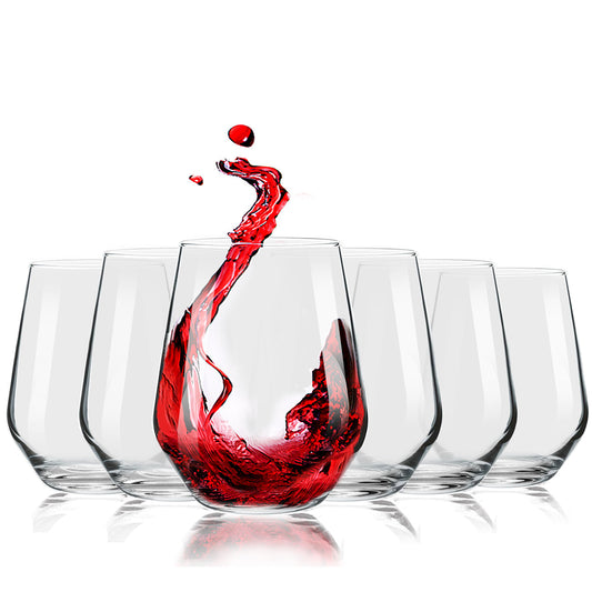 Elegant Stemless Wine Glasses | Modern Design Set of 6 for Versatile Enjoyment