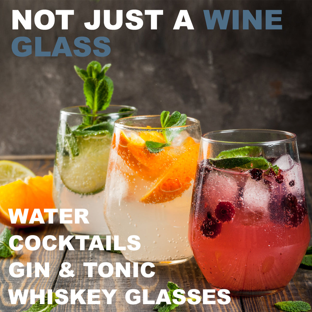 Elegant Stemless Wine Glasses | Modern Design Set of 6 for Versatile Enjoyment