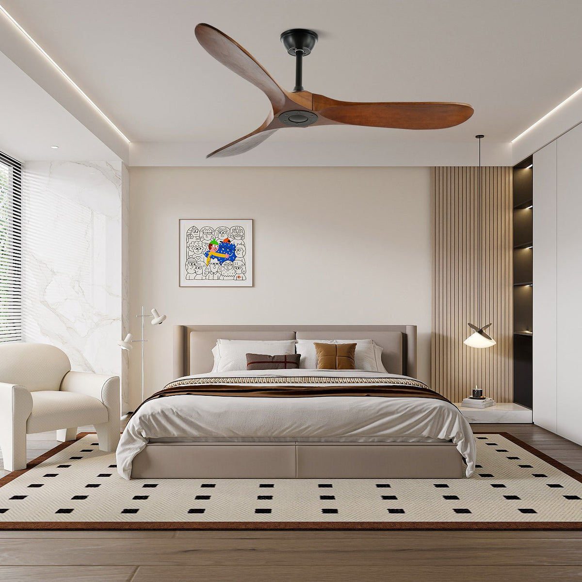 Elegant Wooden Ceiling Fan with Remote Control | Modern Design for Comfort
