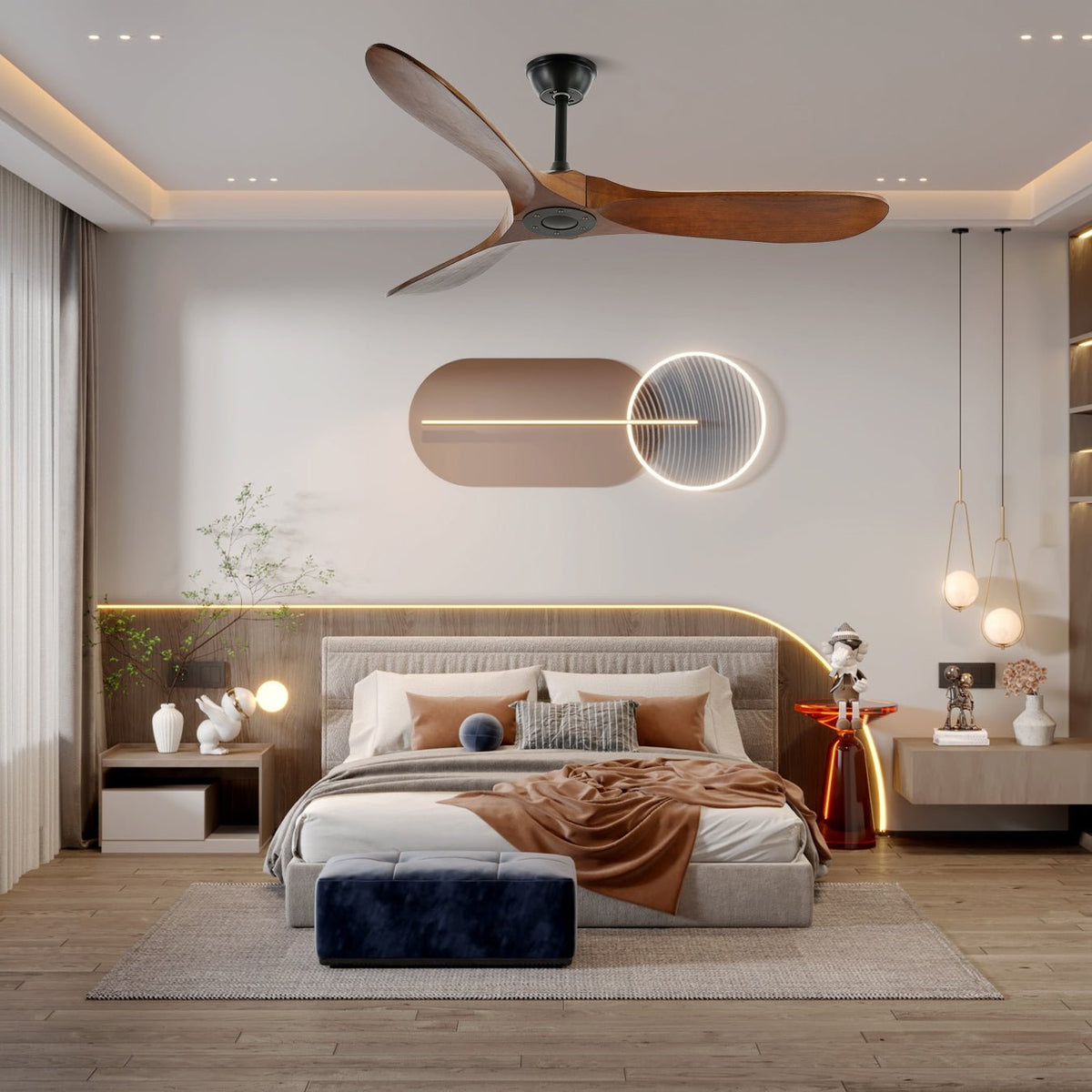 Elegant Wooden Ceiling Fan with Remote Control | Modern Design for Comfort