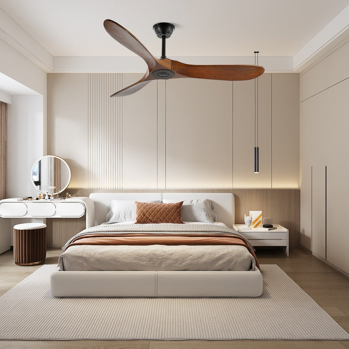 Elegant Wooden Ceiling Fan with Remote Control | Modern Design for Comfort