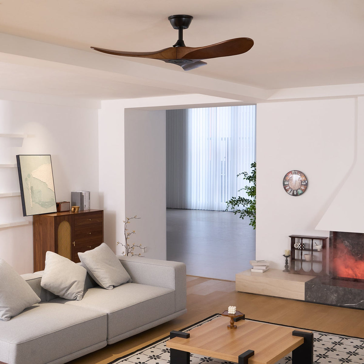 Elegant Wooden Ceiling Fan with Remote Control | Modern Design for Comfort