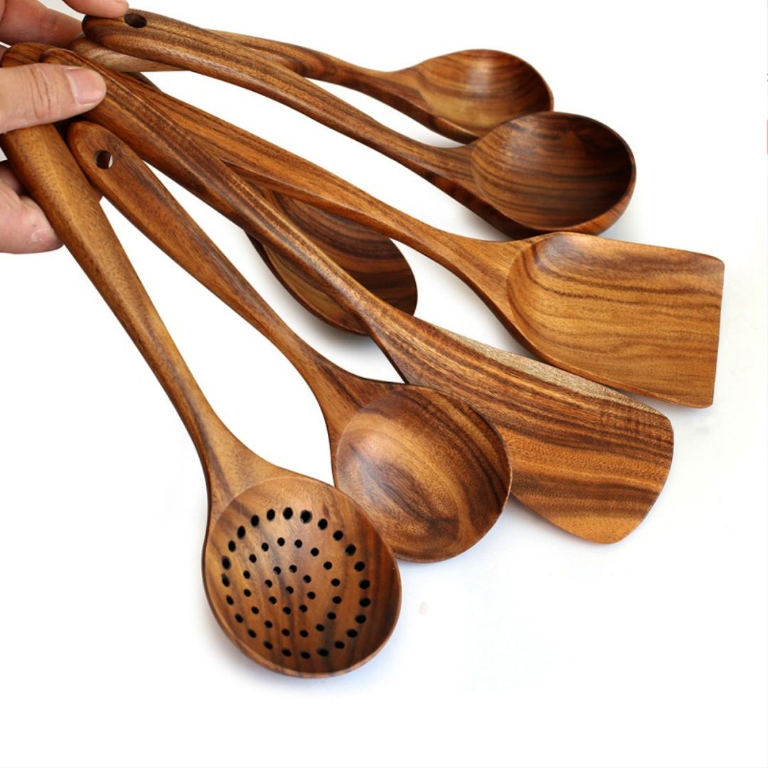Elegant Wooden Cooking Utensil Set
