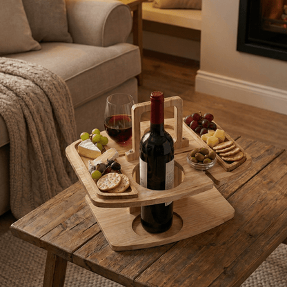 Elegant Wooden Picnic Table with Compartments for Snacks & Drinks | Perfect for Outdoor Gatherings