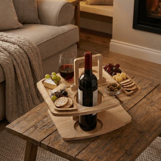 Elegant Wooden Picnic Table with Compartments for Snacks & Drinks | Perfect for Outdoor Gatherings
