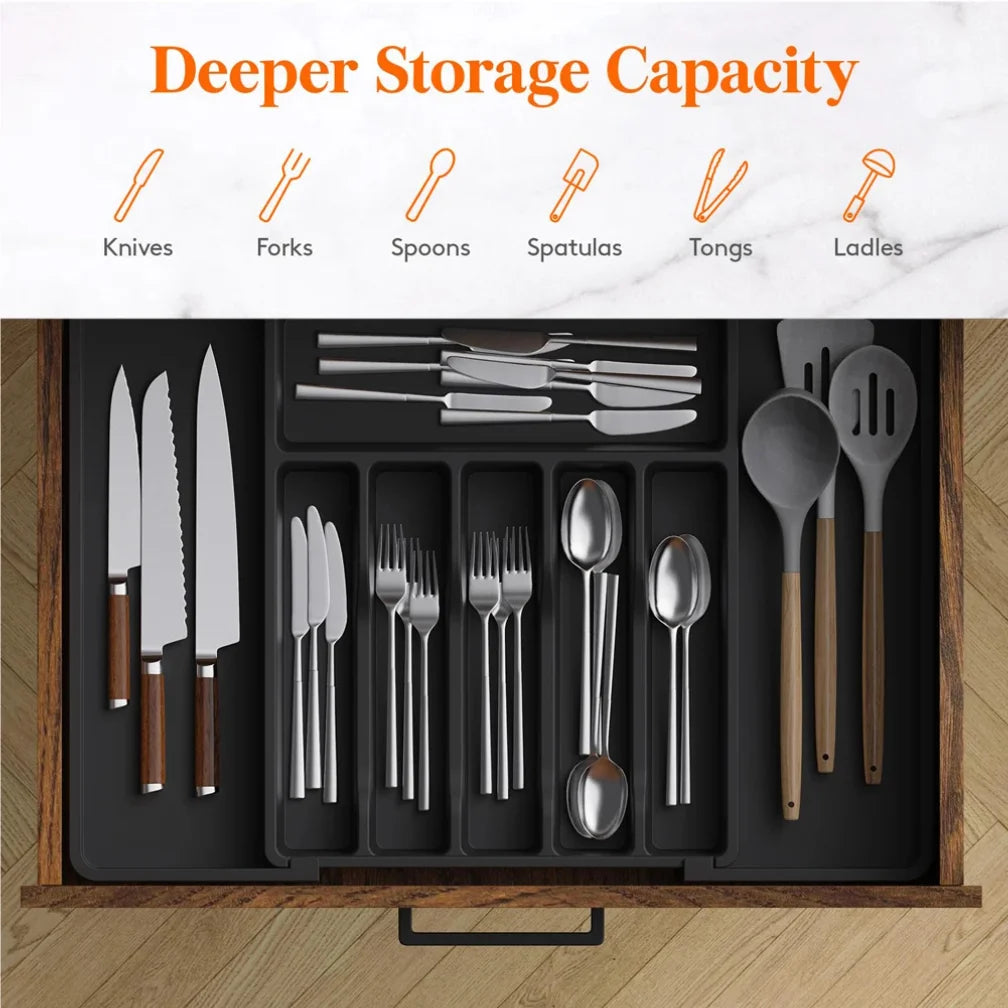 Expandable Kitchen Drawer Organizer | 8-Compartment Cutlery Tray for Efficient Utensil Management - photo 6