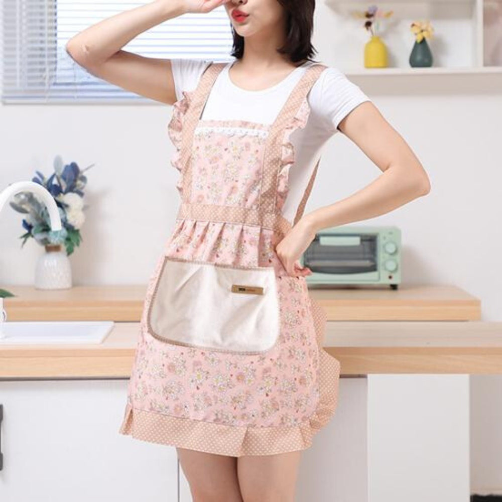Floral Kitchen Apron | Durable Cooking Apron with Adjustable Ties | Full Coverage for Effortless Cooking and Baking