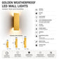 Golden Collection | Outdoor Wall Light with IP65 Rating & Energy-Efficient LED | Stylish Lantern for Garden and Patio