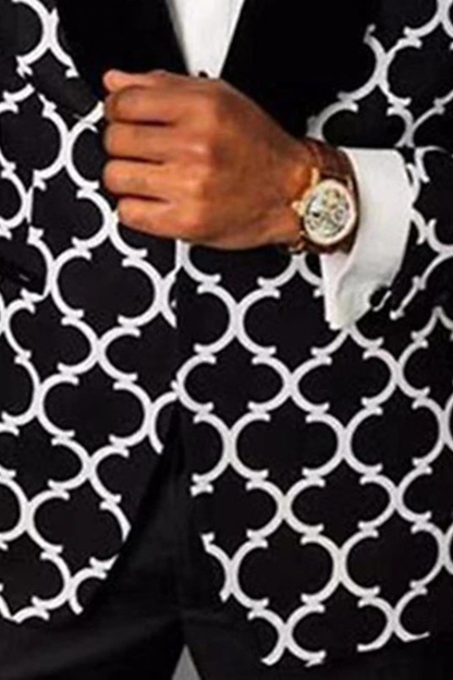 Rafferty | Men's Geometric Print Velvet Blazer with Shawl Lapel