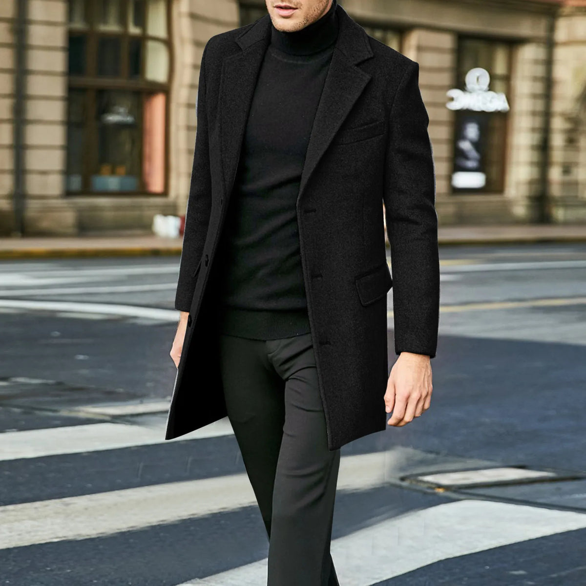 Keith | Men's Classic Long Single-Breasted Overcoat for Winter