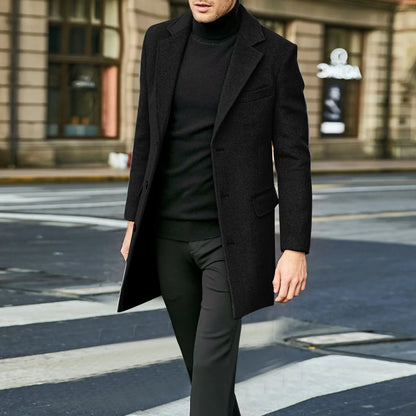Keith | Men's Classic Long Single-Breasted Overcoat for Winter