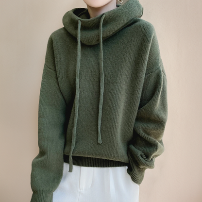 Paige | Women's Cosy Relaxed-Fit Knit Cowl-Neck Hoodie for Winter