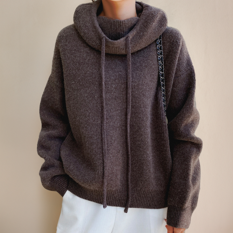 Paige | Women's Cosy Relaxed-Fit Knit Cowl-Neck Hoodie for Winter