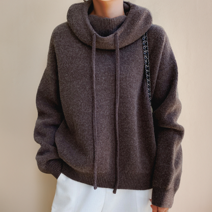 Paige | Women's Cosy Relaxed-Fit Knit Cowl-Neck Hoodie for Winter