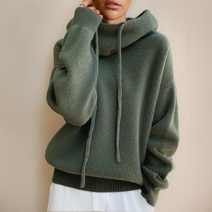 Paige | Women's Cosy Relaxed-Fit Knit Cowl-Neck Hoodie for Winter