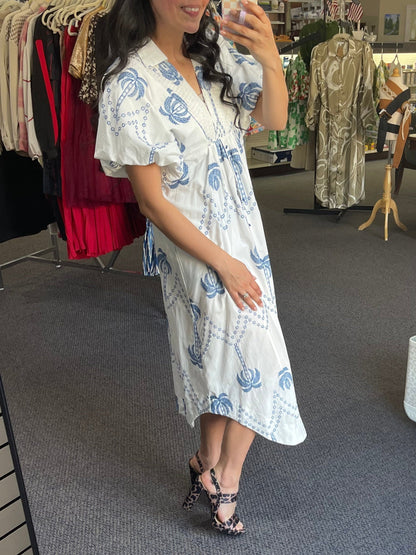 Tropical Palm Tree Print Midi Dress