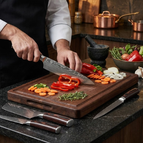 Ikigai | 8-Piece Professional Chef Knife Set with High-Carbon Steel Blades | Ergonomic Pakka Wood Handles for Precision Cutting