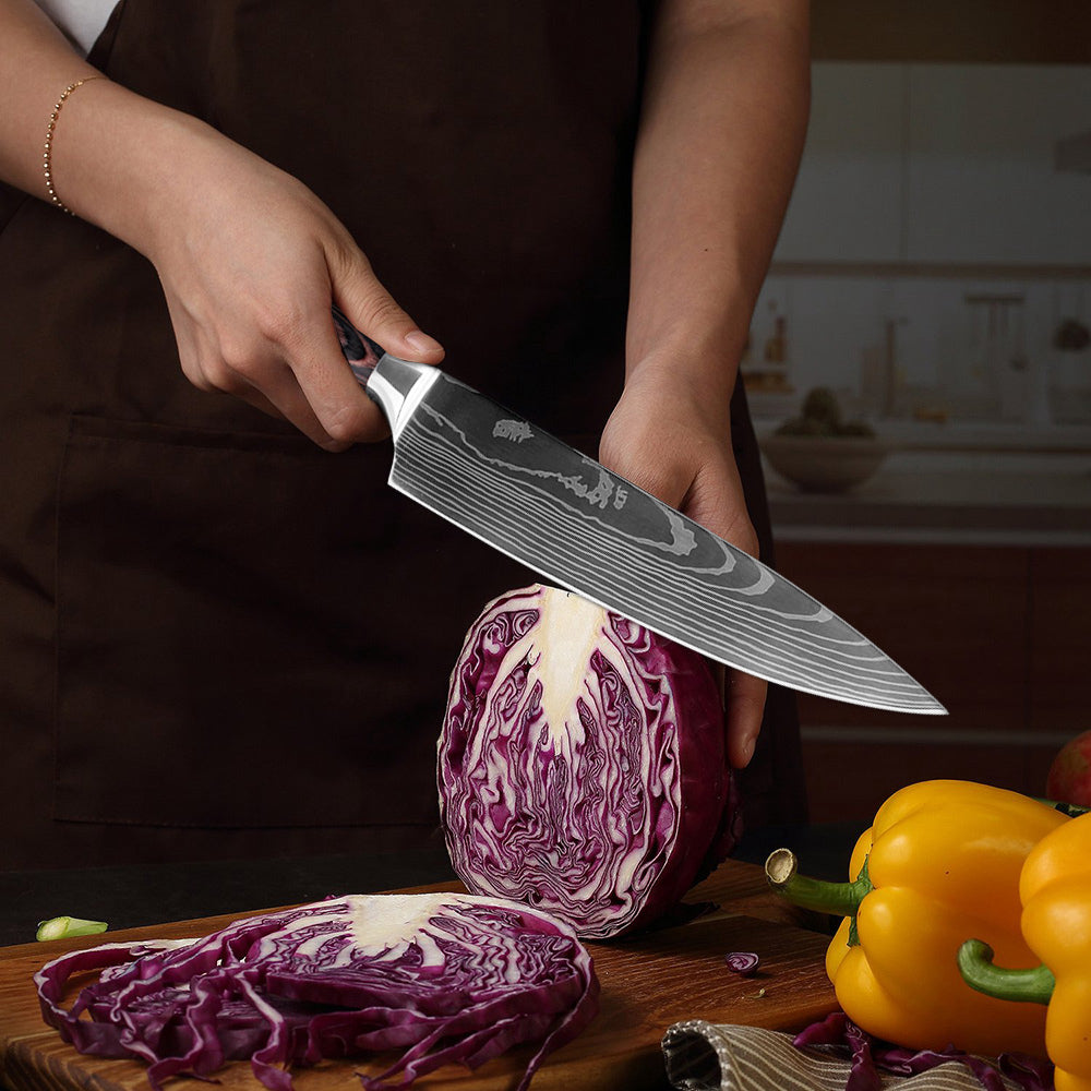 Ikigai | 8-Piece Professional Chef Knife Set with High-Carbon Steel Blades | Ergonomic Pakka Wood Handles for Precision Cutting