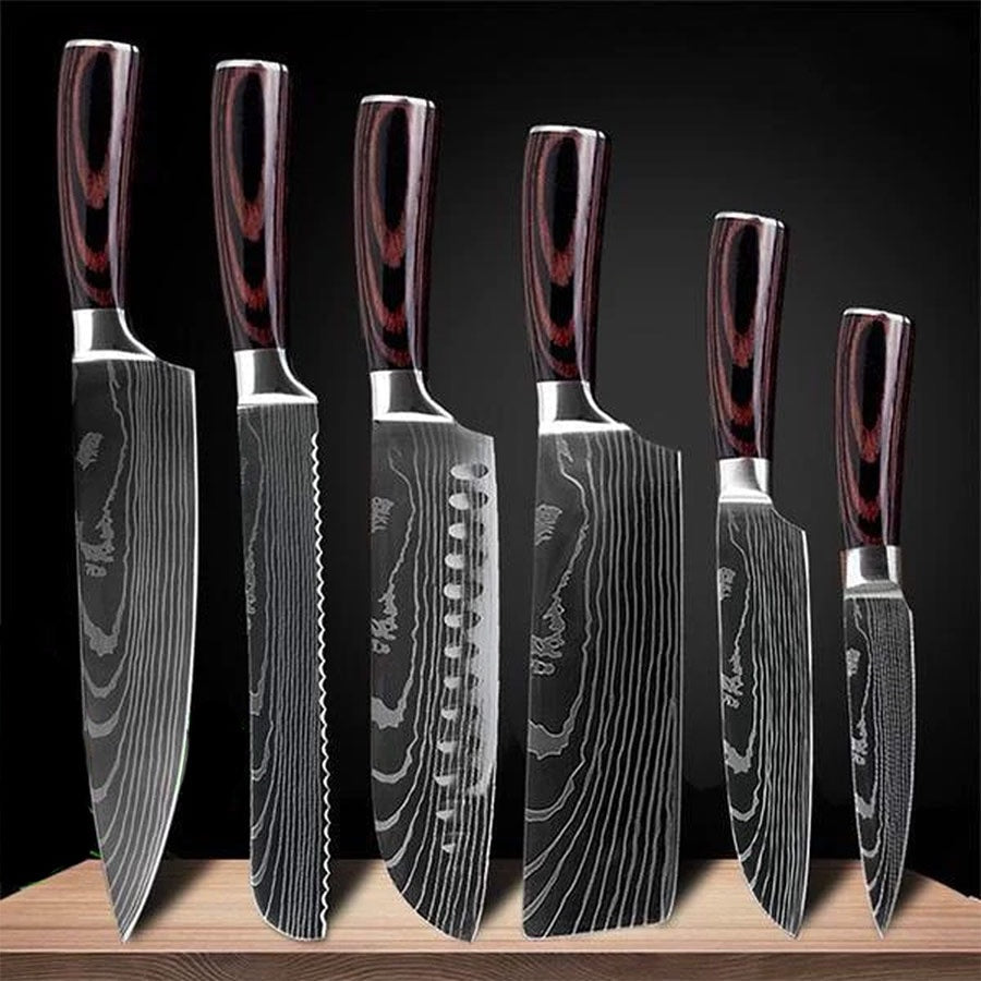Ikigai | 8-Piece Professional Chef Knife Set with High-Carbon Steel Blades | Ergonomic Pakka Wood Handles for Precision Cutting
