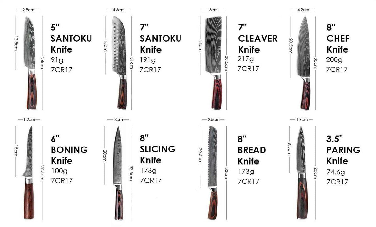 Ikigai | 8-Piece Professional Chef Knife Set with High-Carbon Steel Blades | Ergonomic Pakka Wood Handles for Precision Cutting
