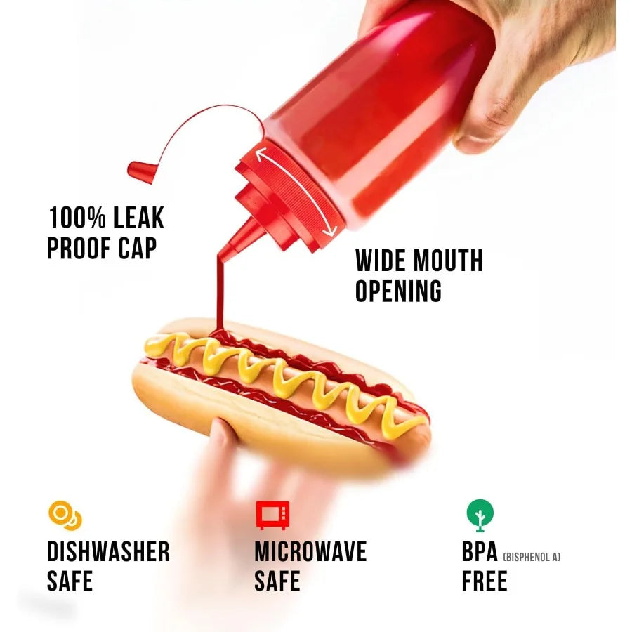 Kitchen Essentials | 12 oz Squeeze Bottles with Leak-Proof Design | Versatile Dispenser for Sauces and Dressings