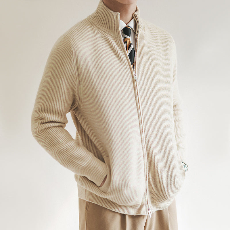 Russell Men's Stylish Ribbed Knit Full-Zip Sweater
